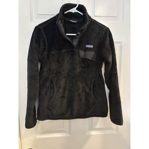 Patagonia Women's Small Fleece Pullover Black Quarter Snap Cozy Warm